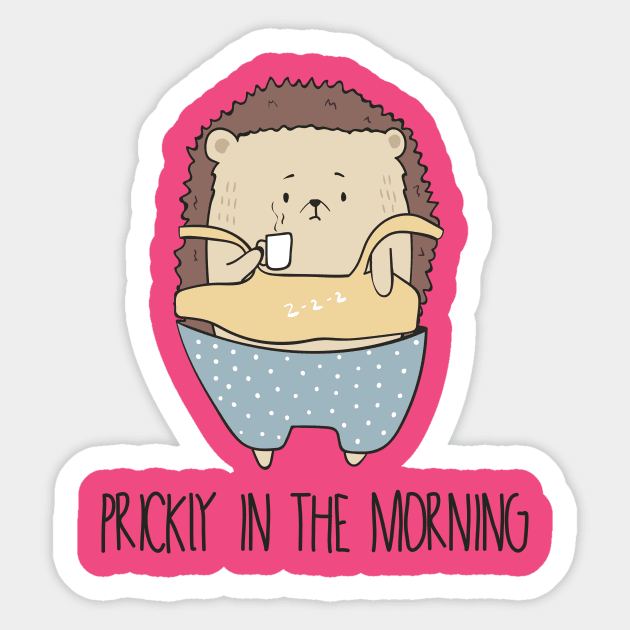 Prickly In The Morning, Cute Hedgehog Sticker by Dreamy Panda Designs